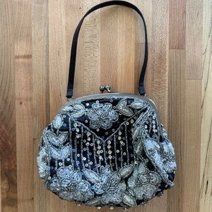 Vintage Santi satin beaded evening bag